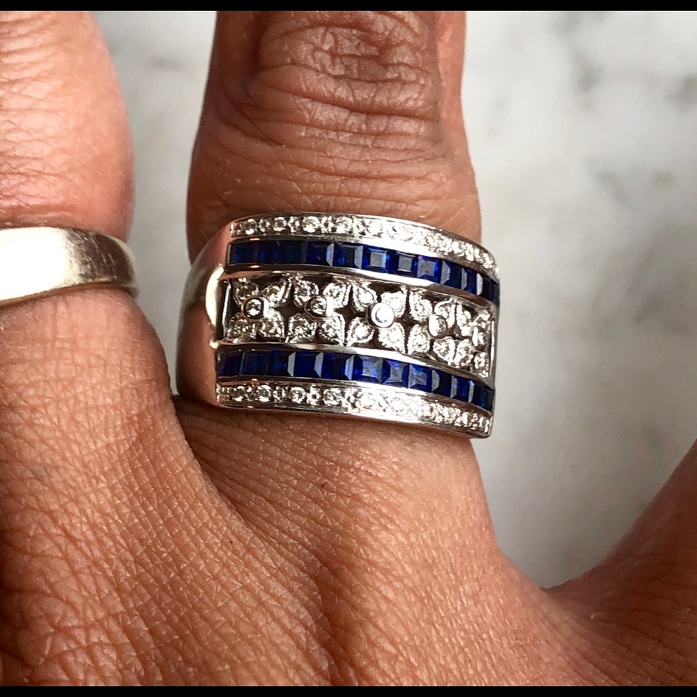 Le vian natural Sapphire & Diamond ring 18k Band